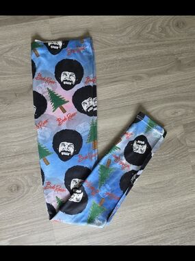 Bob Ross Blue & Green Printed Leggings